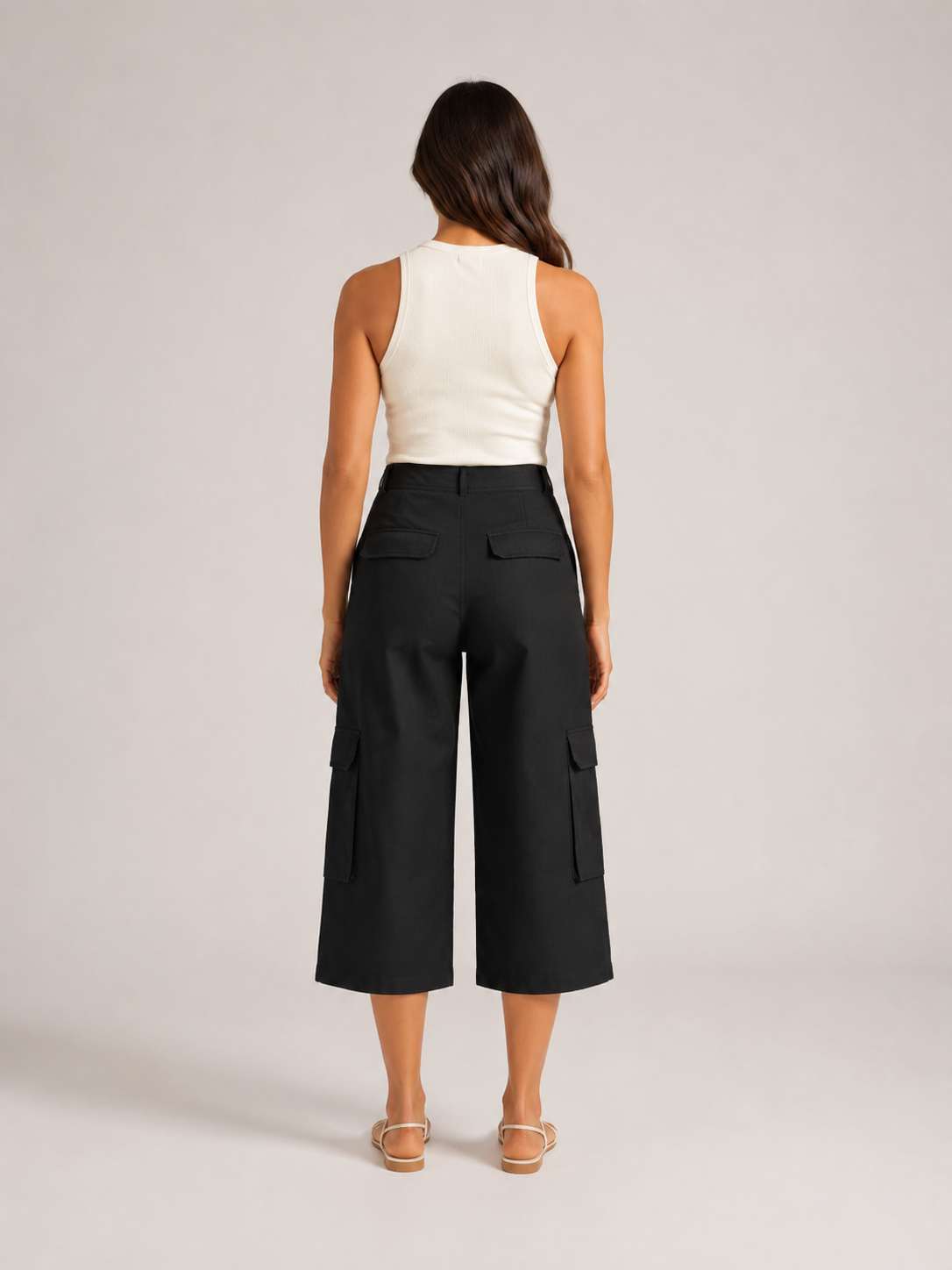 Trinette - Dames cargoculotte met klepzakken en 7/8-lengte
