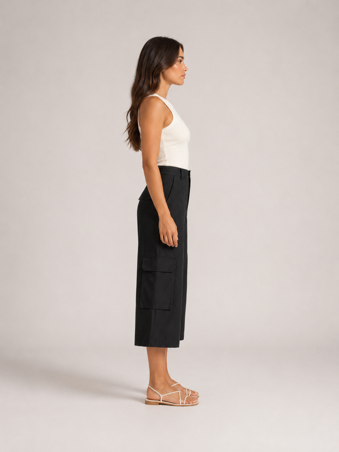 Trinette - Dames cargoculotte met klepzakken en 7/8-lengte