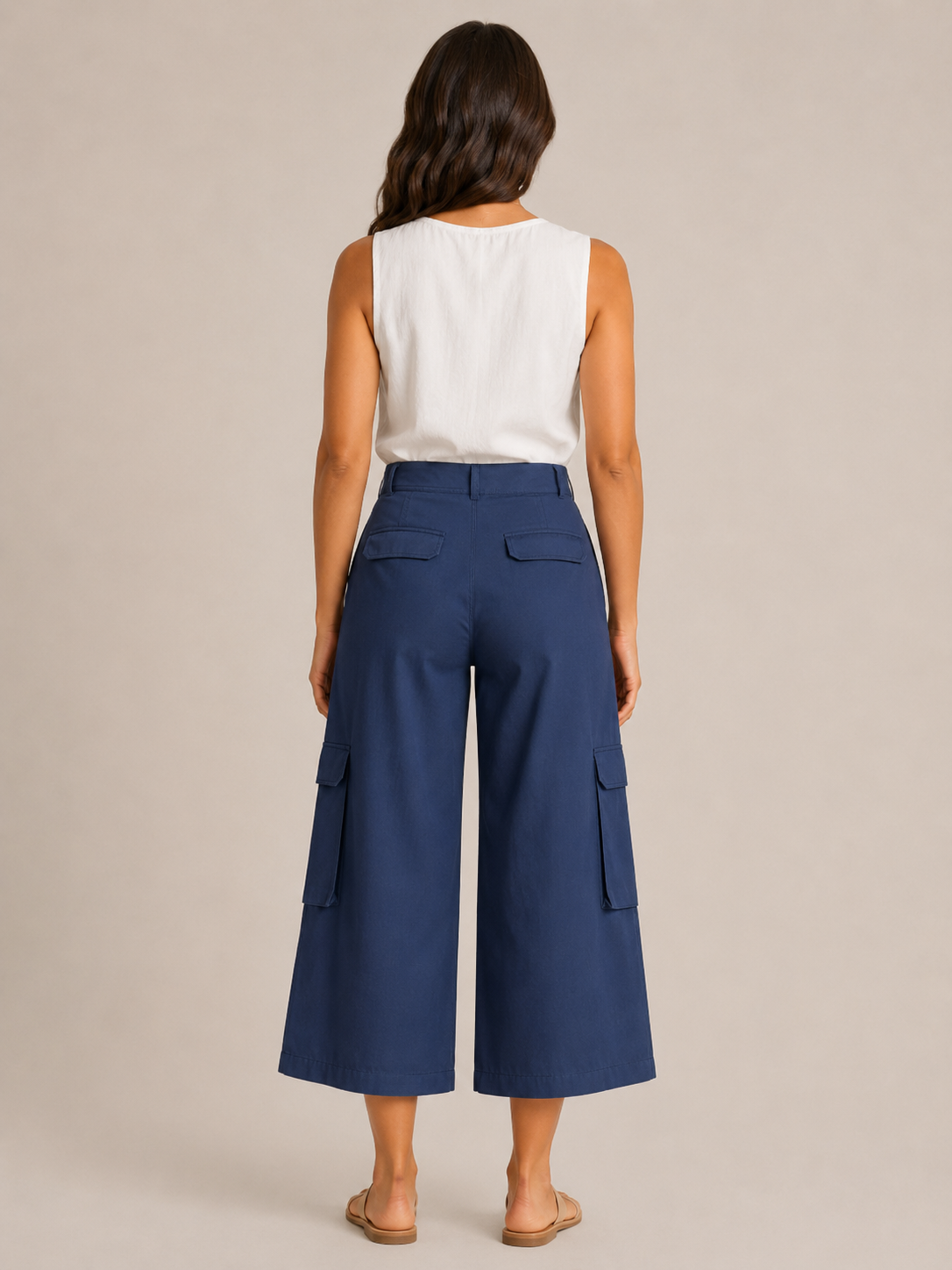Trinette - Dames cargoculotte met klepzakken en 7/8-lengte