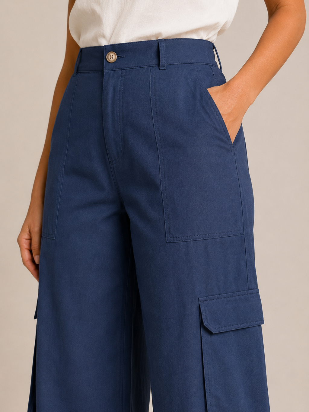 Trinette - Dames cargoculotte met klepzakken en 7/8-lengte