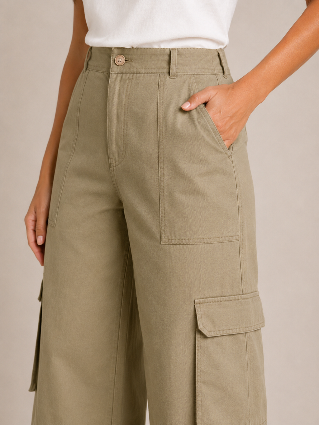 Trinette - Dames cargoculotte met klepzakken en 7/8-lengte