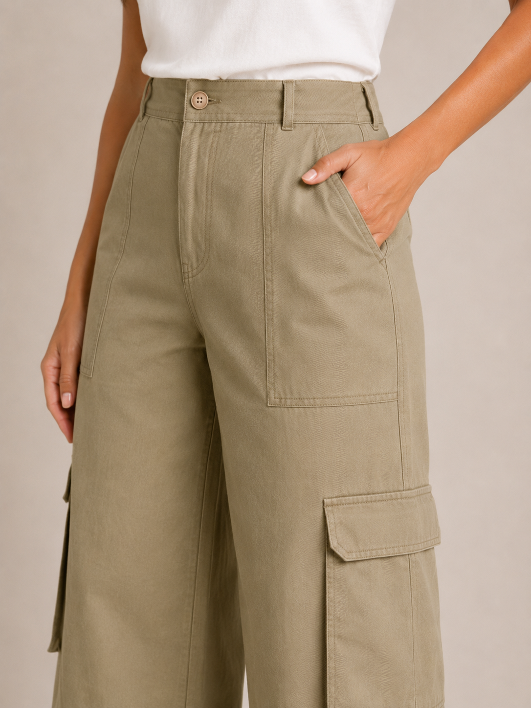 Trinette - Dames cargoculotte met klepzakken en 7/8-lengte