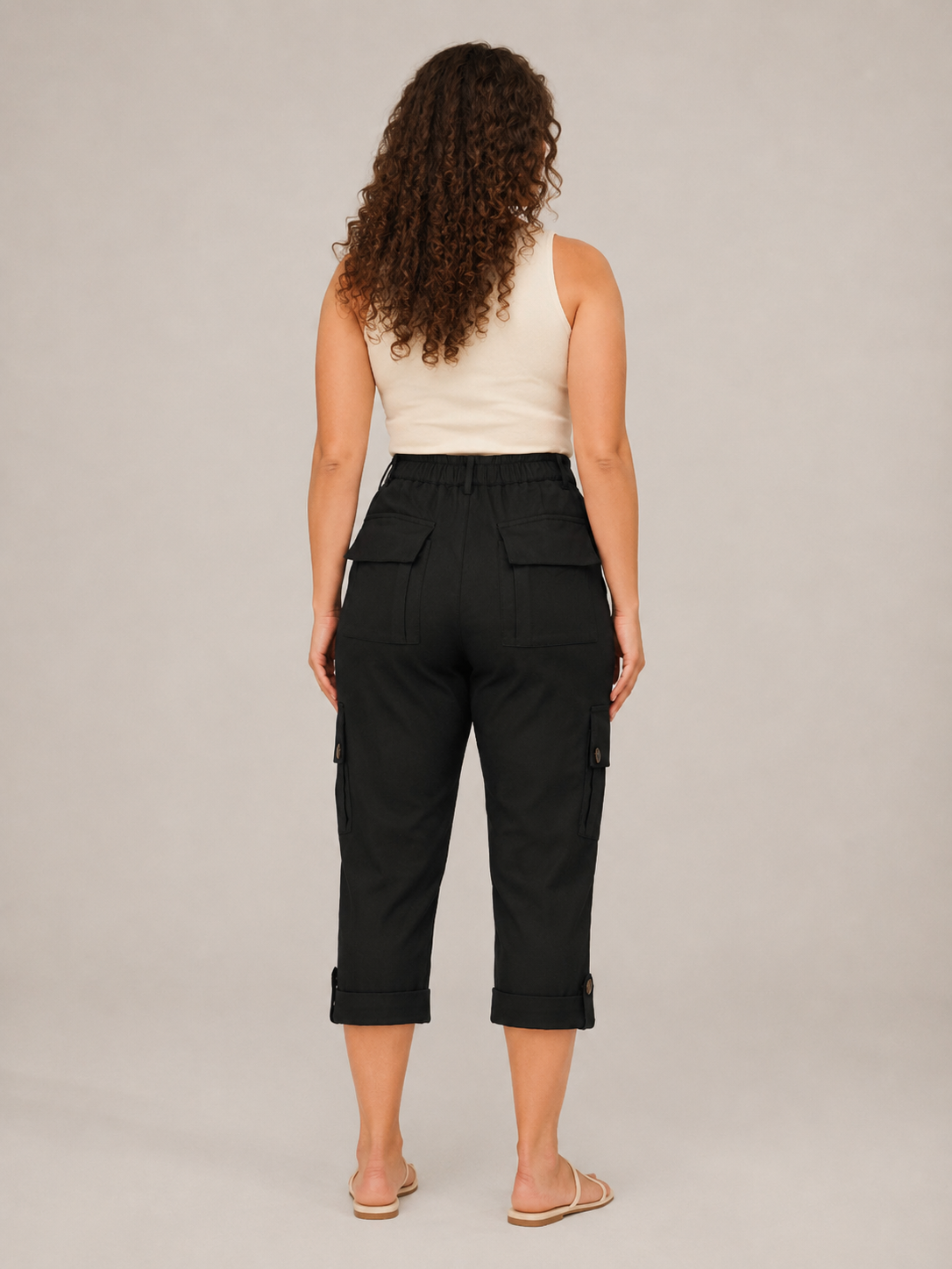 Tavora - Dames capribroek met cargozakken en rechte pijpen