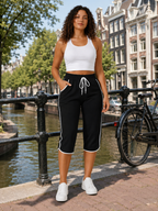 Tilmara - Dames capribroek met contrasterende zijbies en trekkoord