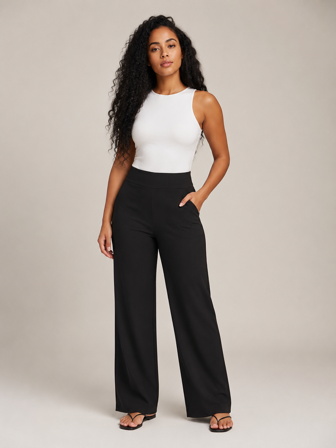 Thalora - Damesbroek met hoge taille en rechte pijpen