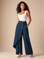 Taneira - Dames palazzobroek met asymmetrische overslag en knoopdetails