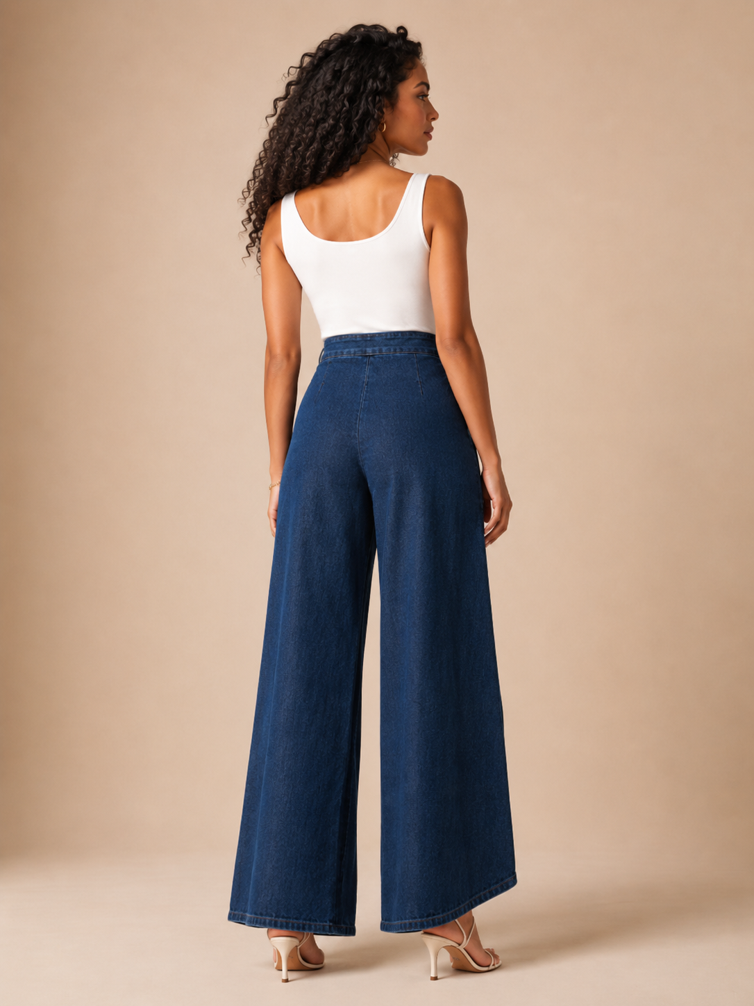Taneira - Dames palazzobroek met asymmetrische overslag en knoopdetails