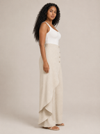 Taneira - Dames palazzobroek met asymmetrische overslag en knoopdetails