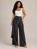 Taneira - Dames palazzobroek met asymmetrische overslag en knoopdetails