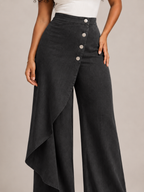 Taneira - Dames palazzobroek met asymmetrische overslag en knoopdetails