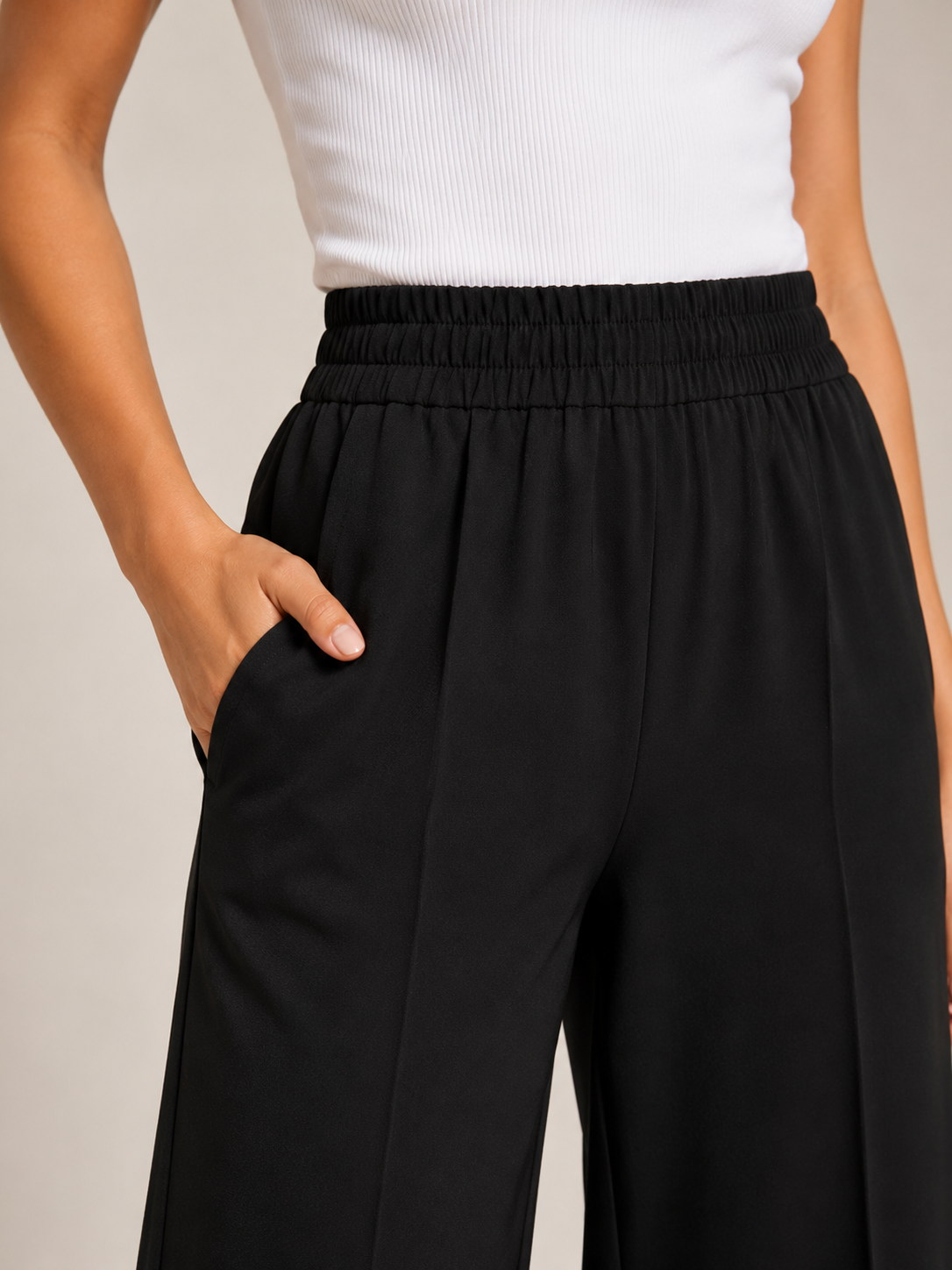 Tocara - Dames palazzobroek met hoge taille en persnaden