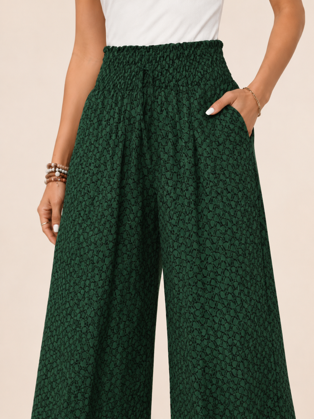 Tamesha - Dames palazzobroek met grafische print en hoge taille