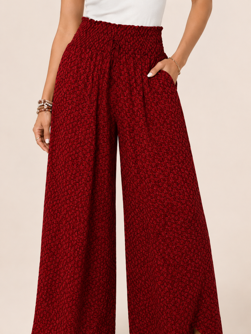Tamesha - Dames palazzobroek met grafische print en hoge taille