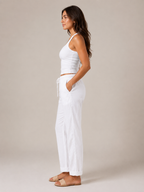 Terenza - Katoenlinnen broek met hoge taille en elastische tailleband