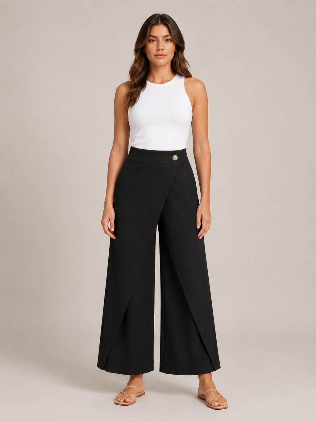 Thyra - Katoenen damesbroek met elastische taille en rechte pijpen