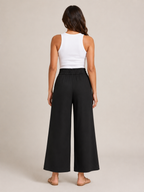 Thyra - Katoenen damesbroek met elastische taille en rechte pijpen