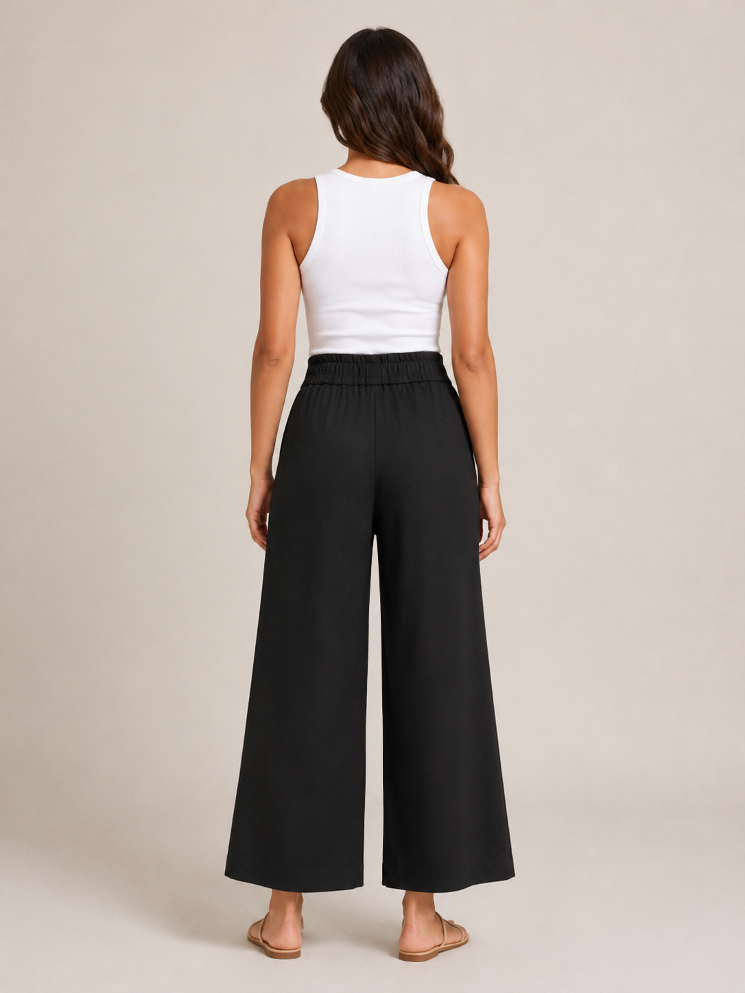 Thyra - Katoenen damesbroek met elastische taille en rechte pijpen