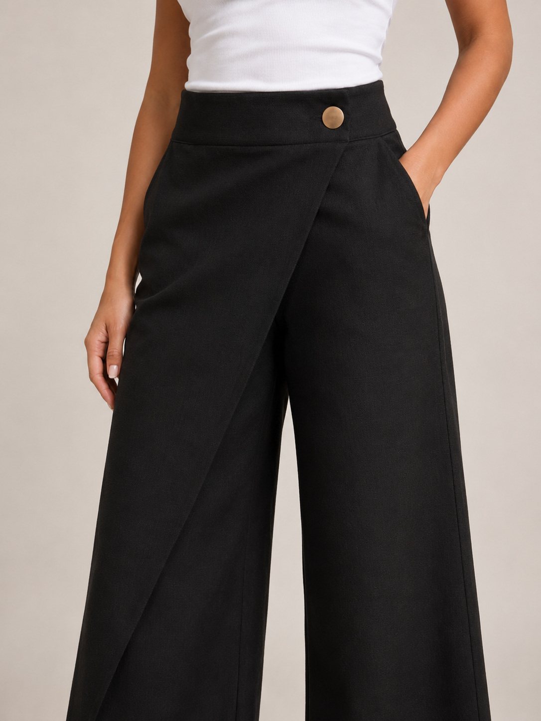 Thyra - Katoenen damesbroek met elastische taille en rechte pijpen