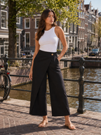 Thyra - Katoenen damesbroek met elastische taille en rechte pijpen