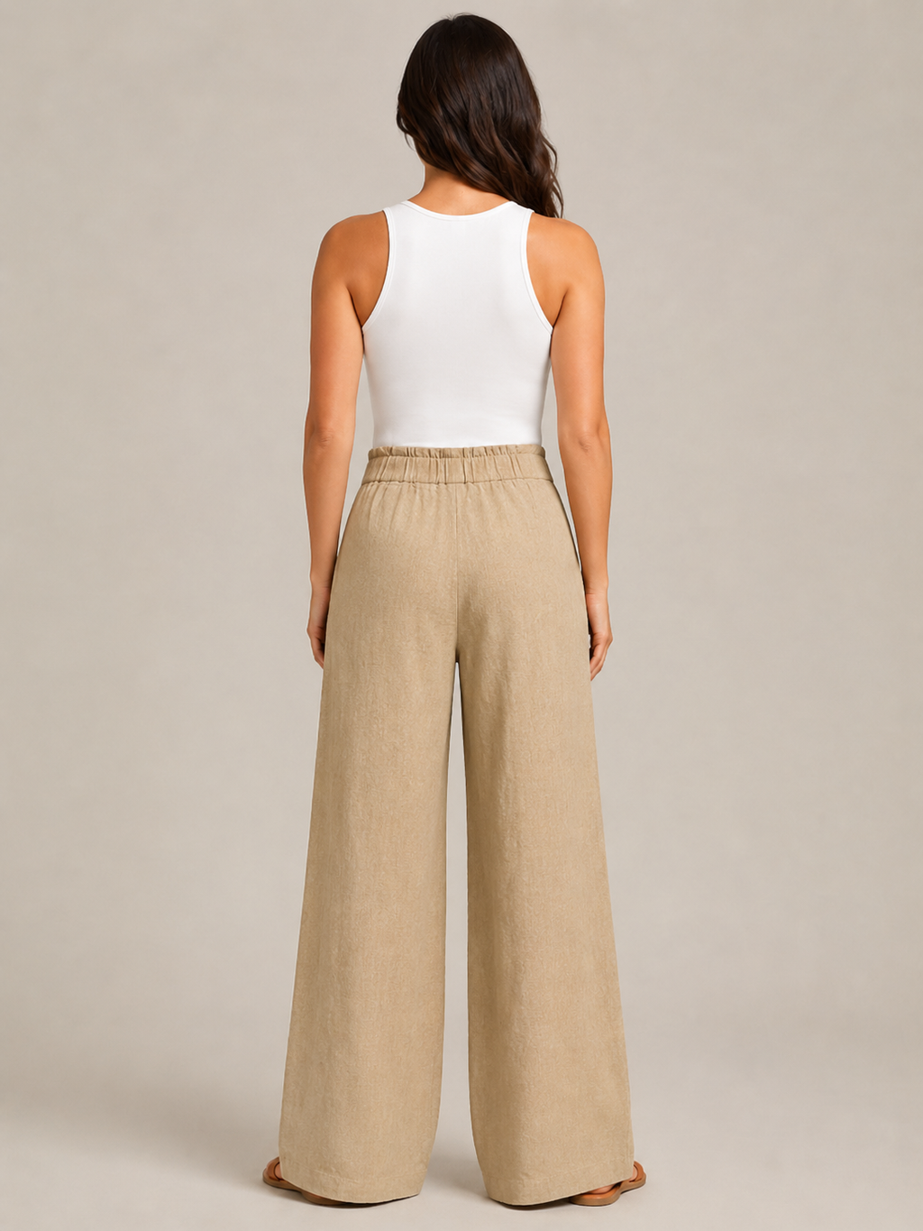 Thyra - Katoenen damesbroek met elastische taille en rechte pijpen