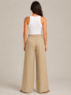 Thyra - Katoenen damesbroek met elastische taille en rechte pijpen