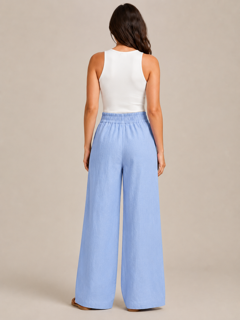 Thyra - Katoenen damesbroek met elastische taille en rechte pijpen