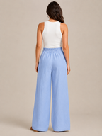 Thyra - Katoenen damesbroek met elastische taille en rechte pijpen