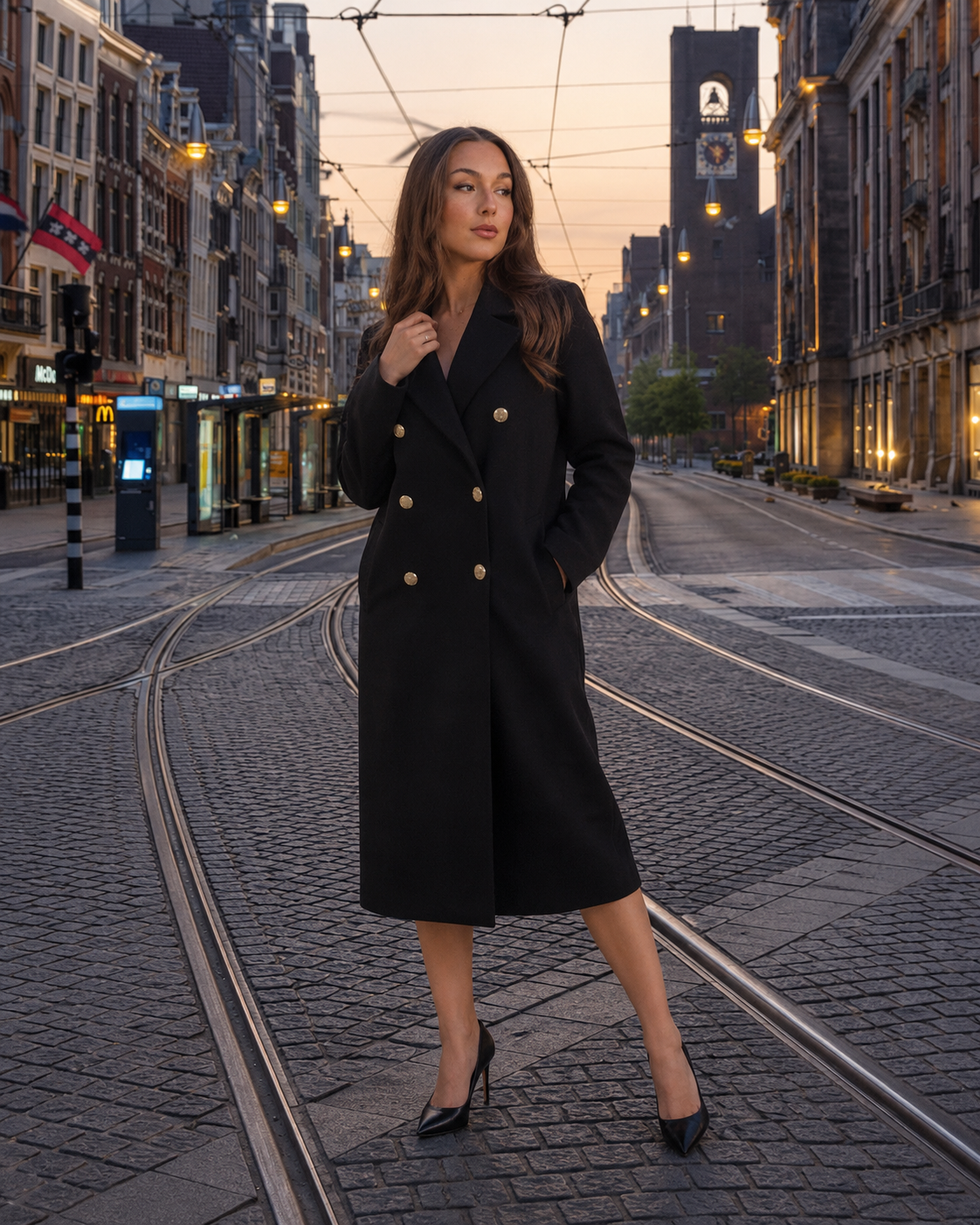 Danique - Dames mantel met dubbele knoopsluiting