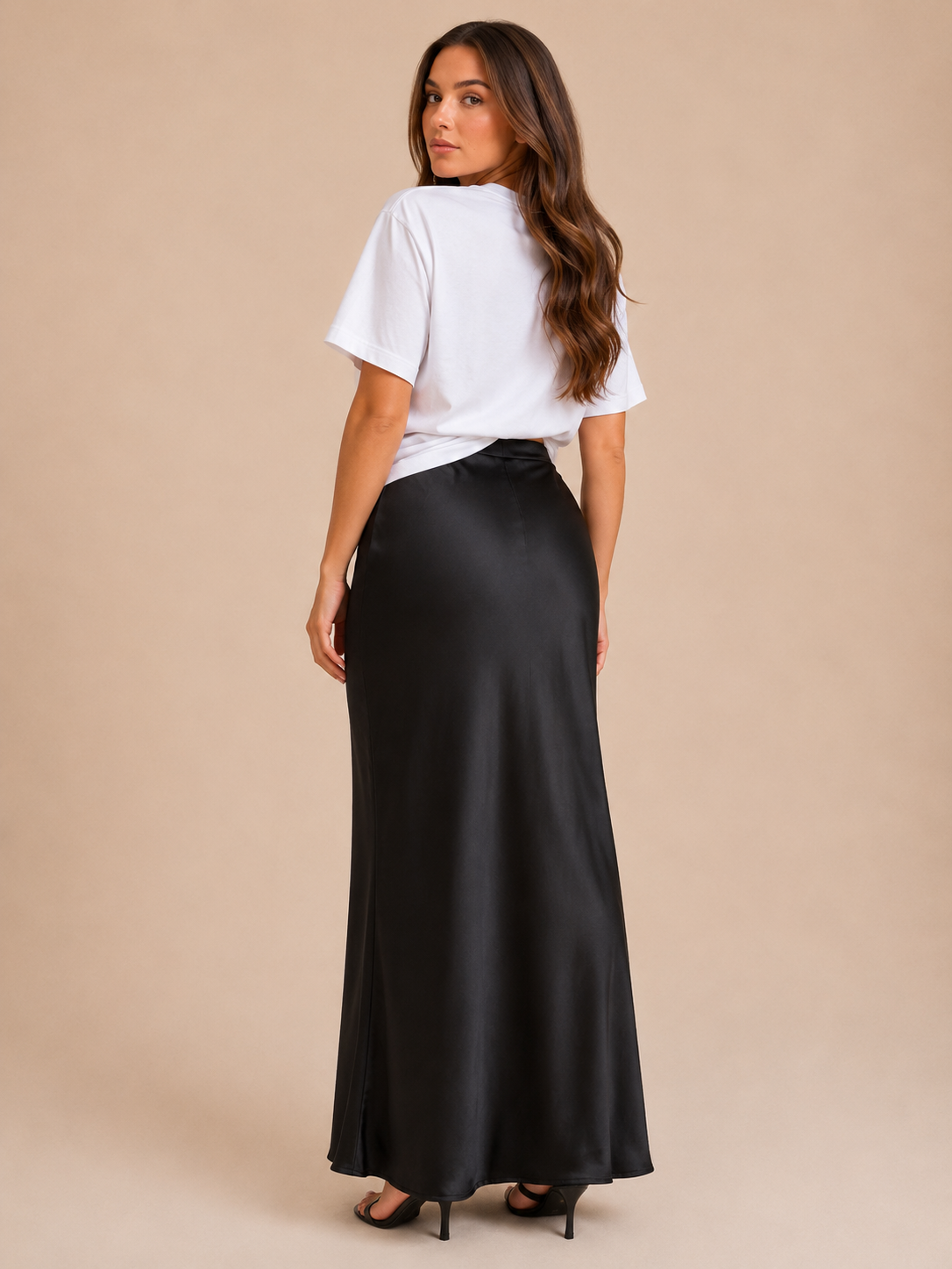 Priya - Satijnen Dames Maxi-rok Met Hoge Taille
