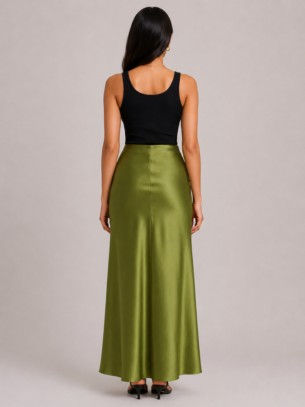 Priya - Satijnen Dames Maxi-rok Met Hoge Taille