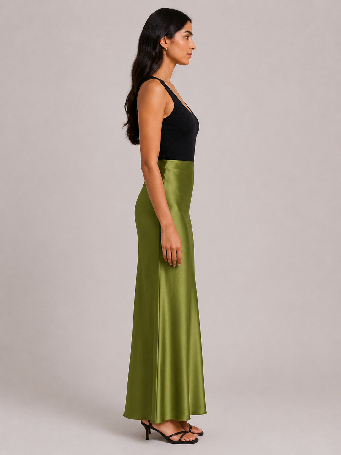 Priya - Satijnen Dames Maxi-rok Met Hoge Taille