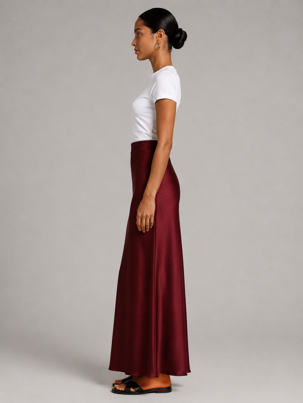 Priya - Satijnen Dames Maxi-rok Met Hoge Taille