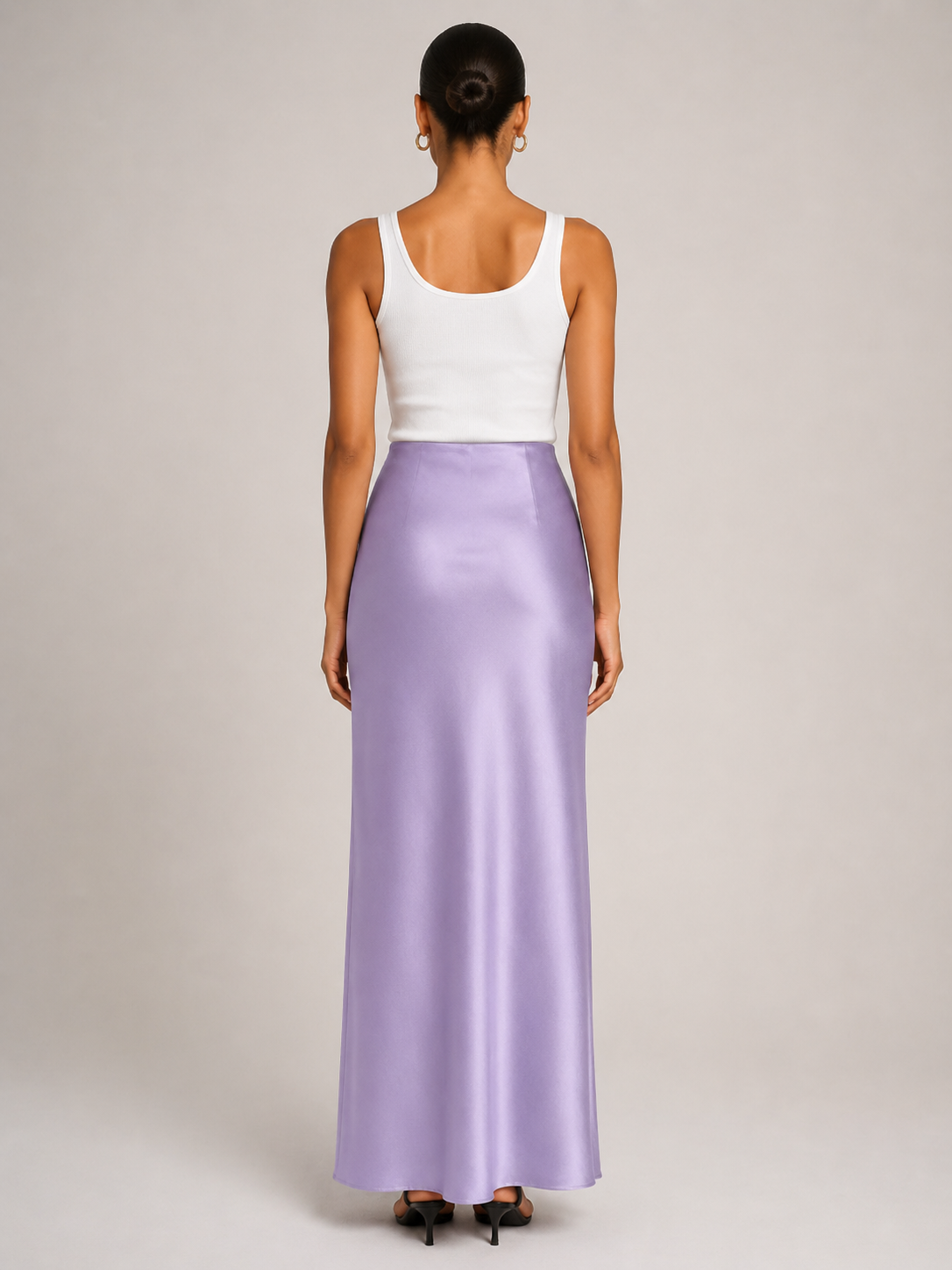 Priya - Satijnen Dames Maxi-rok Met Hoge Taille