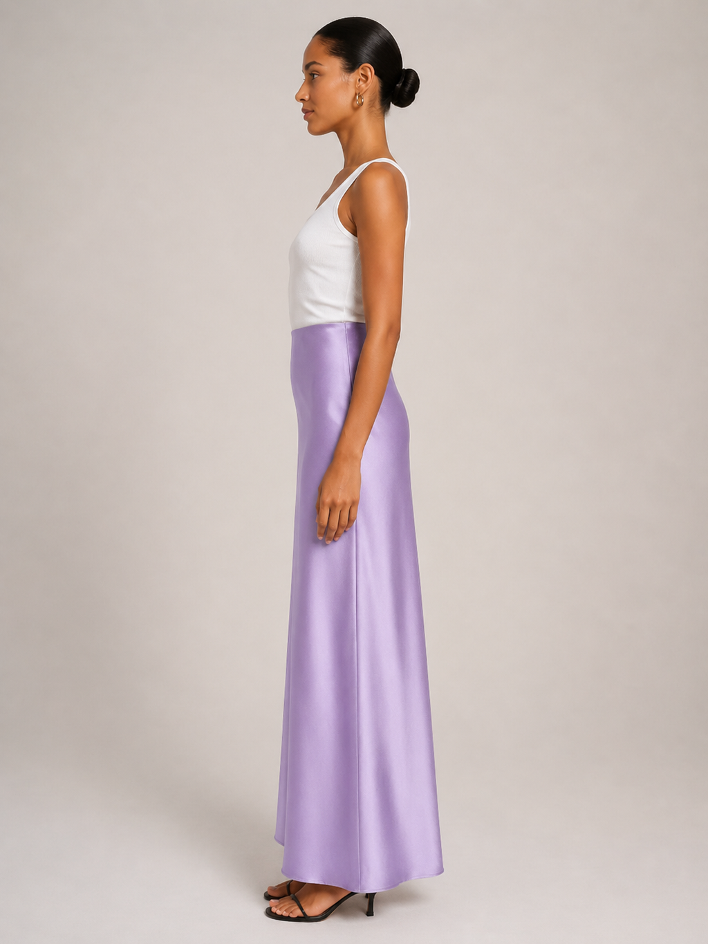 Priya - Satijnen Dames Maxi-rok Met Hoge Taille