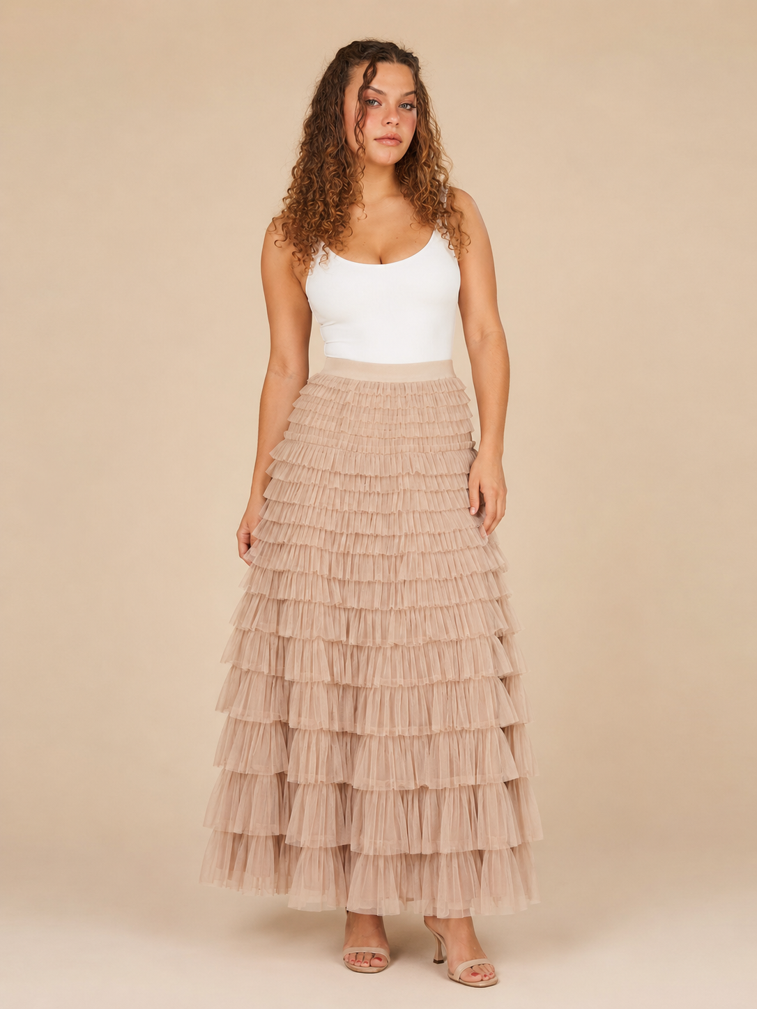 Polly - Tule Dames Maxi-rok Met Elastische Tailleband