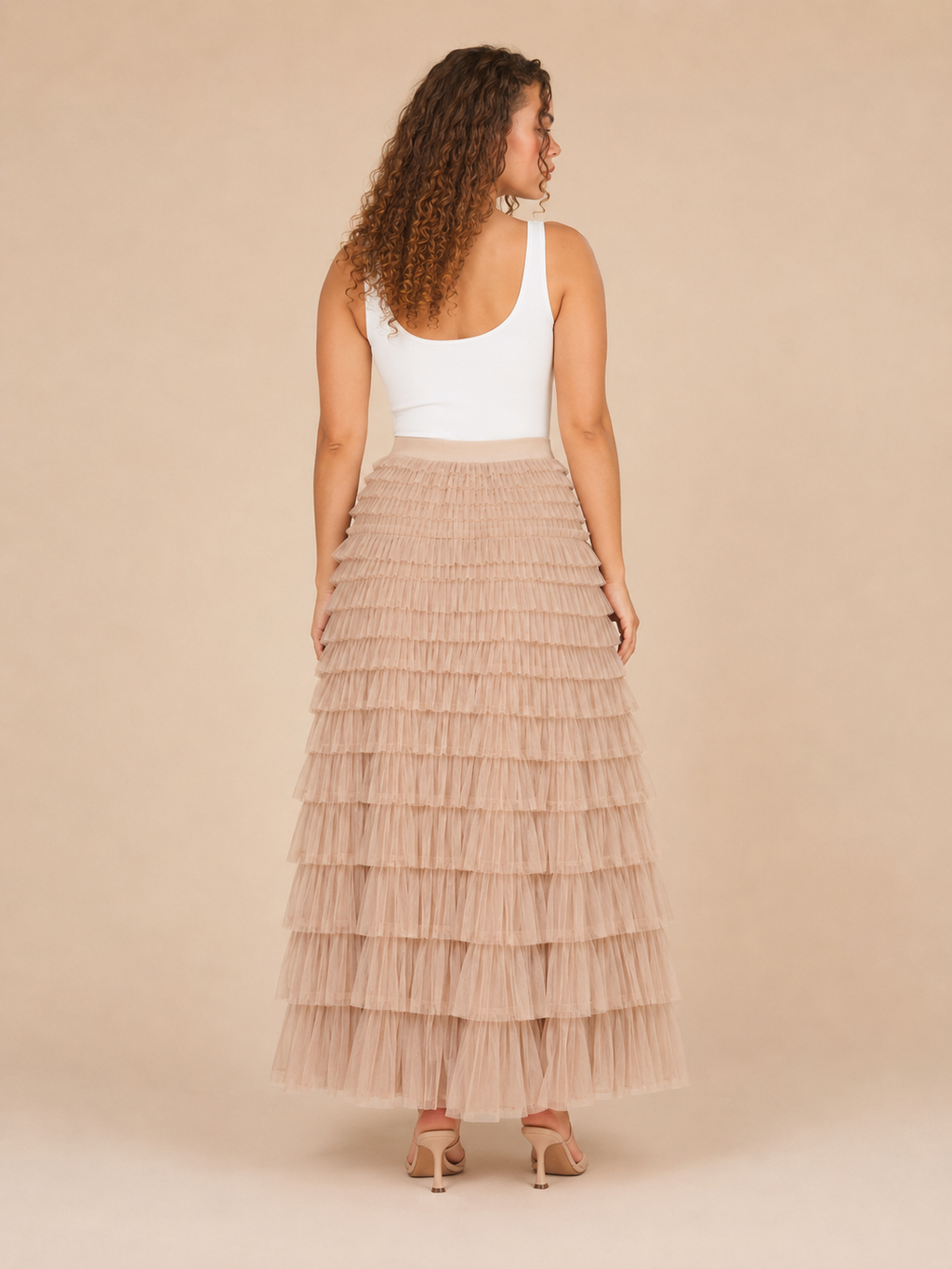 Polly - Tule Dames Maxi-rok Met Elastische Tailleband
