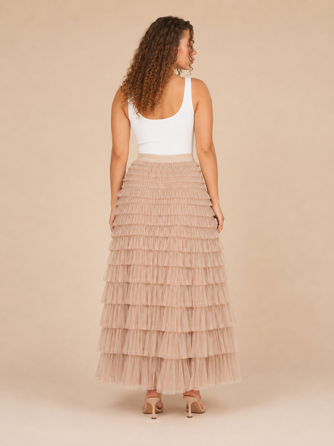 Polly - Tule Dames Maxi-rok Met Elastische Tailleband