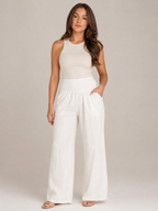 Priscille - Dames broek met hoge taille en wijde pijpen