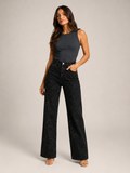 Pernia - Dames high-waist jeans met rechte pijpen en glitterdetails