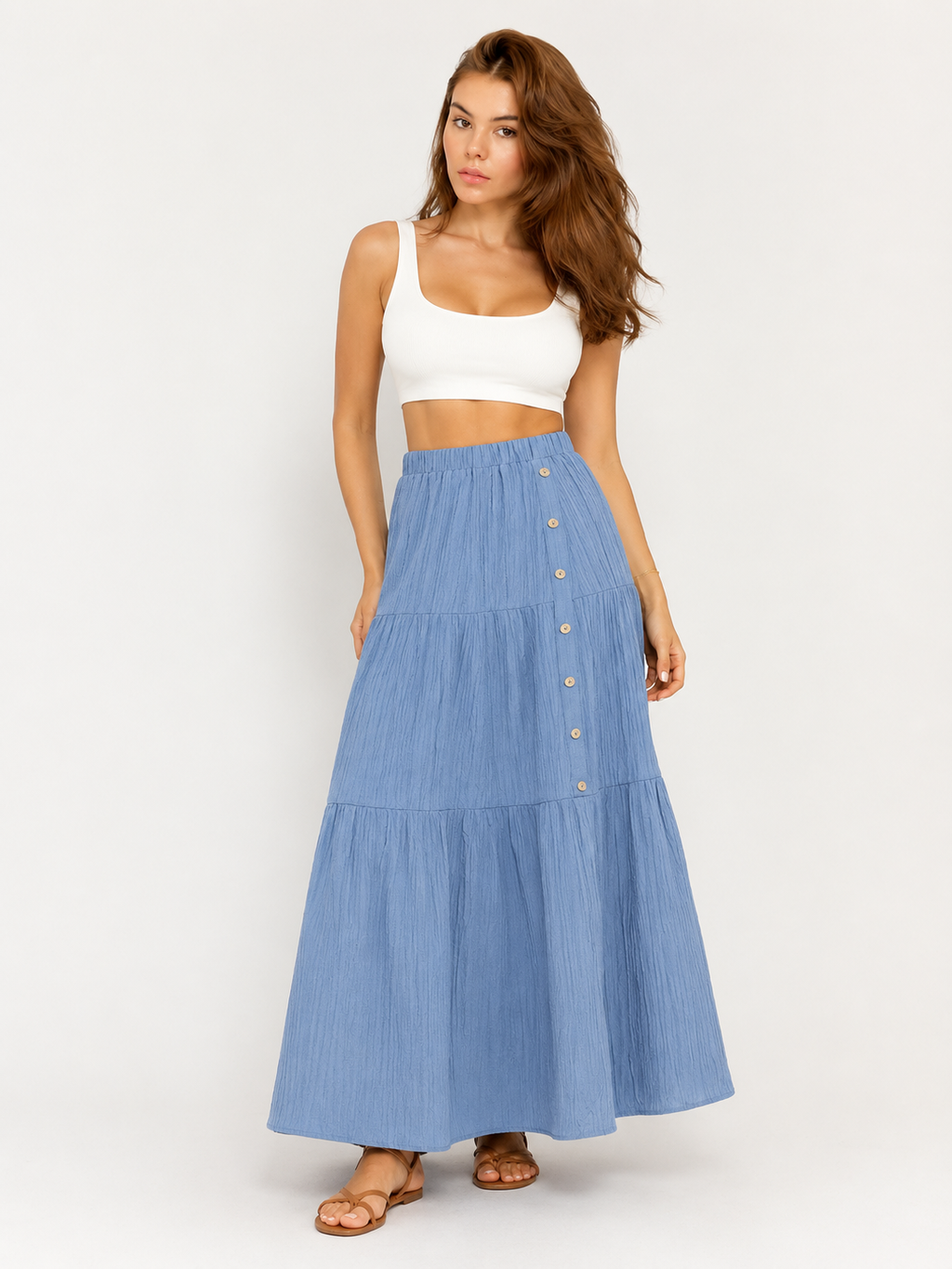 Pandora - Dames Boho Maxi-rok Met Volantlagen En Elastische Taille