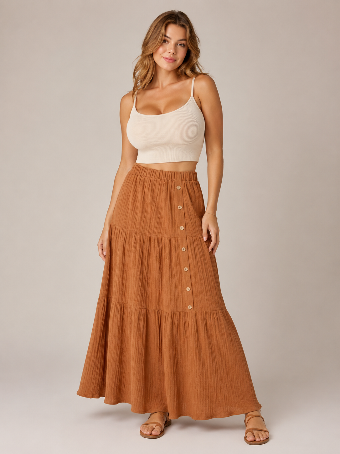 Pandora - Dames Boho Maxi-rok Met Volantlagen En Elastische Taille