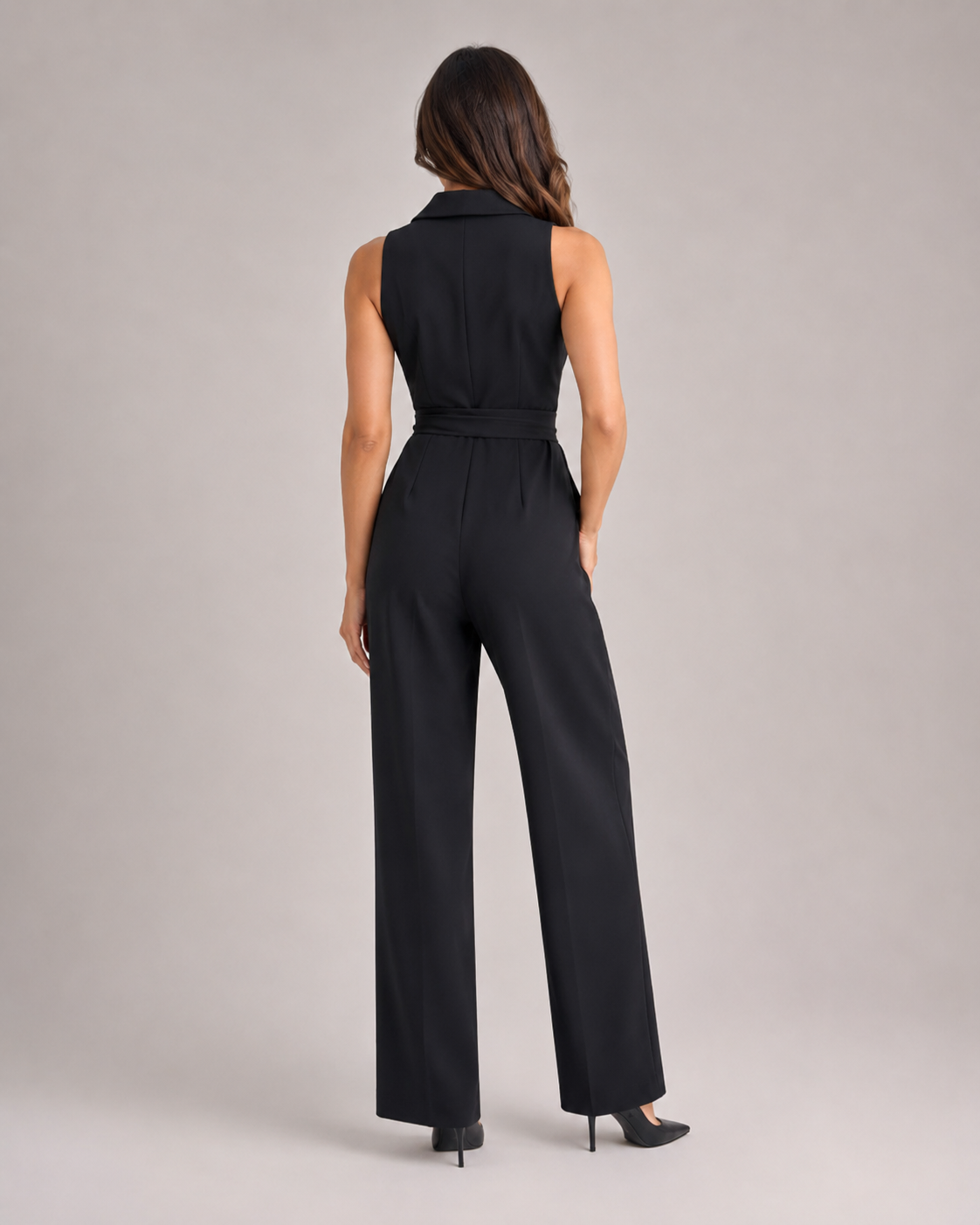 Hélianne - Mouwloze Jumpsuit met Diepe V-hals en Tailleband