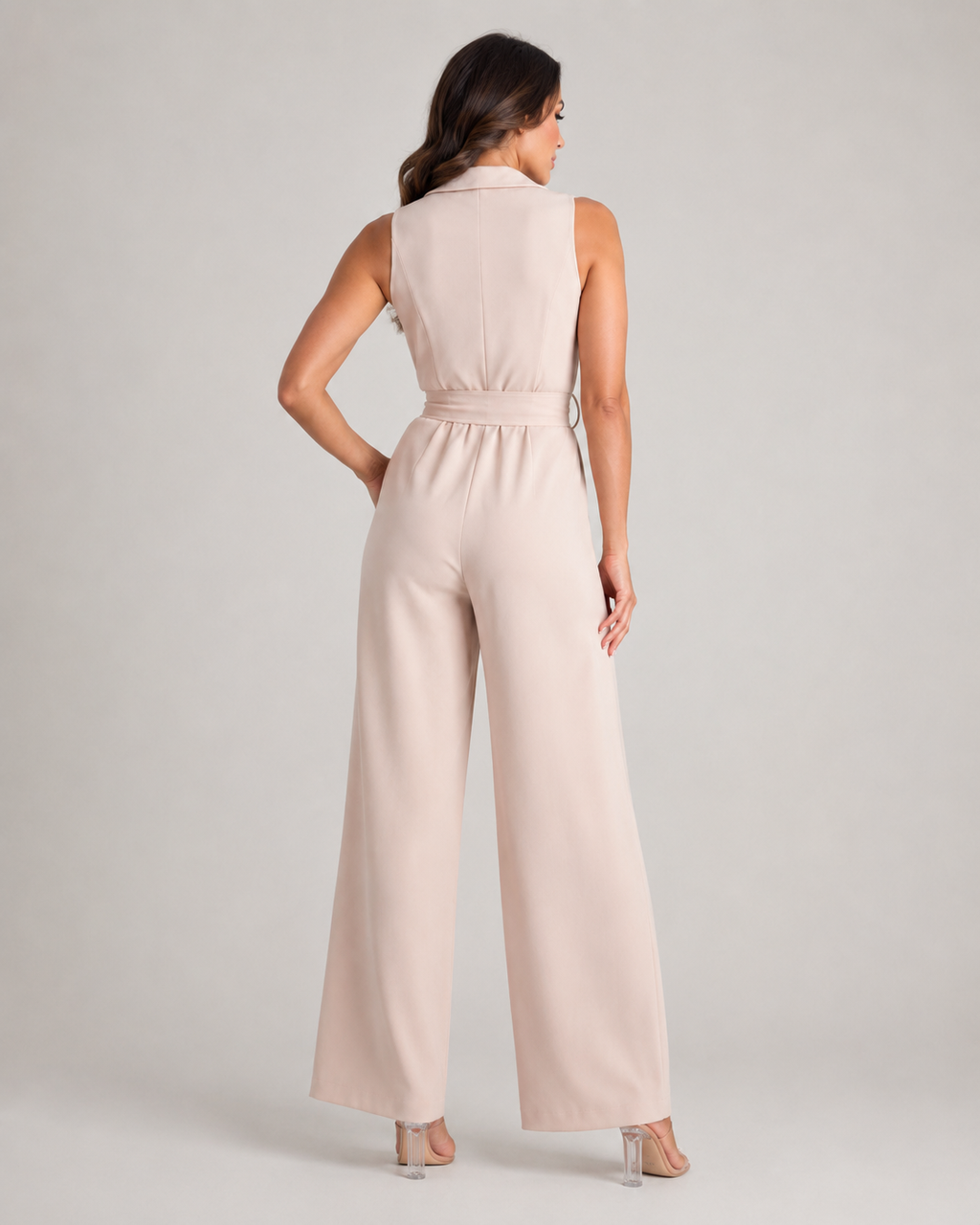 Hélianne - Mouwloze Jumpsuit met Diepe V-hals en Tailleband