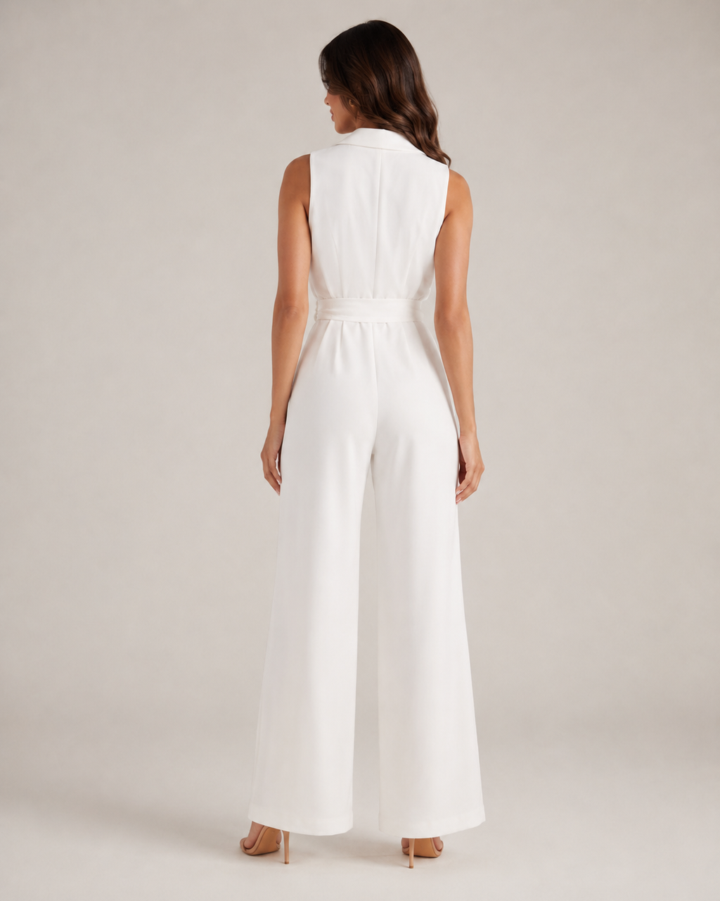 Hélianne - Mouwloze Jumpsuit met Diepe V-hals en Tailleband