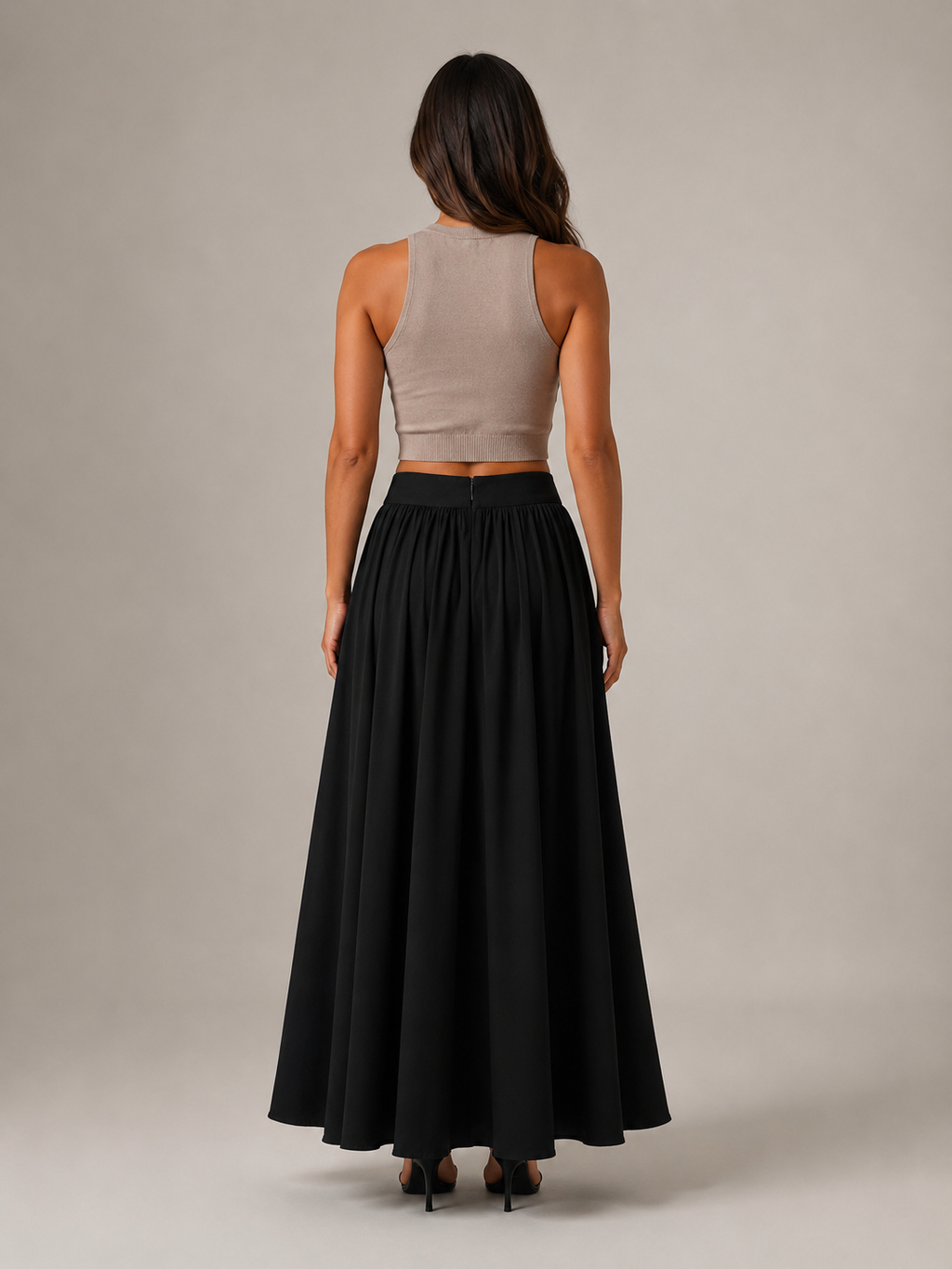Pavla - Dames Maxi-rok Met Hoge Taille En Plissé-look