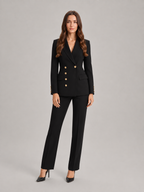 Ximena - Dames pak met blazer en wijde broek, kantoorset met bloemknopen