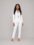Yolara - Dames pak met blazer en rechte broek, getailleerd model
