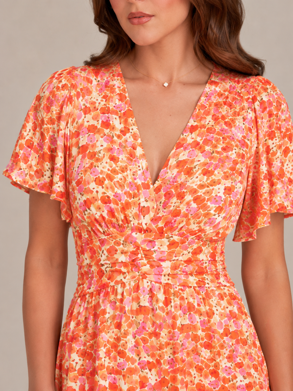 Marjolein - Maxi-jurk Met V-hals  Elastische Taille En Bloemenprint