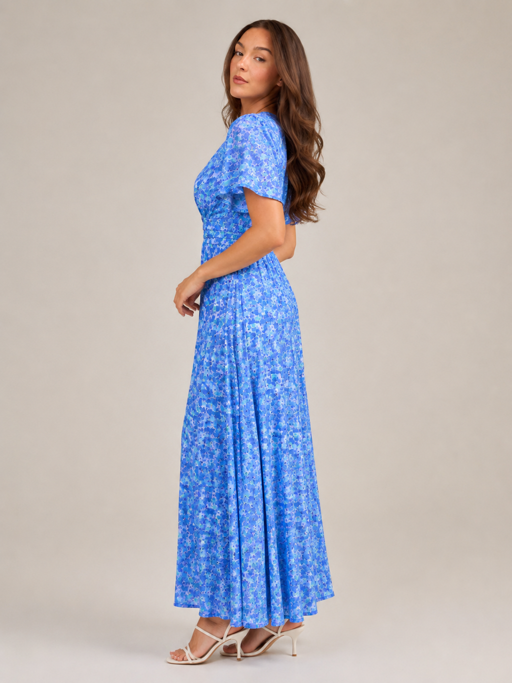 Marjolein - Maxi-jurk Met V-hals  Elastische Taille En Bloemenprint