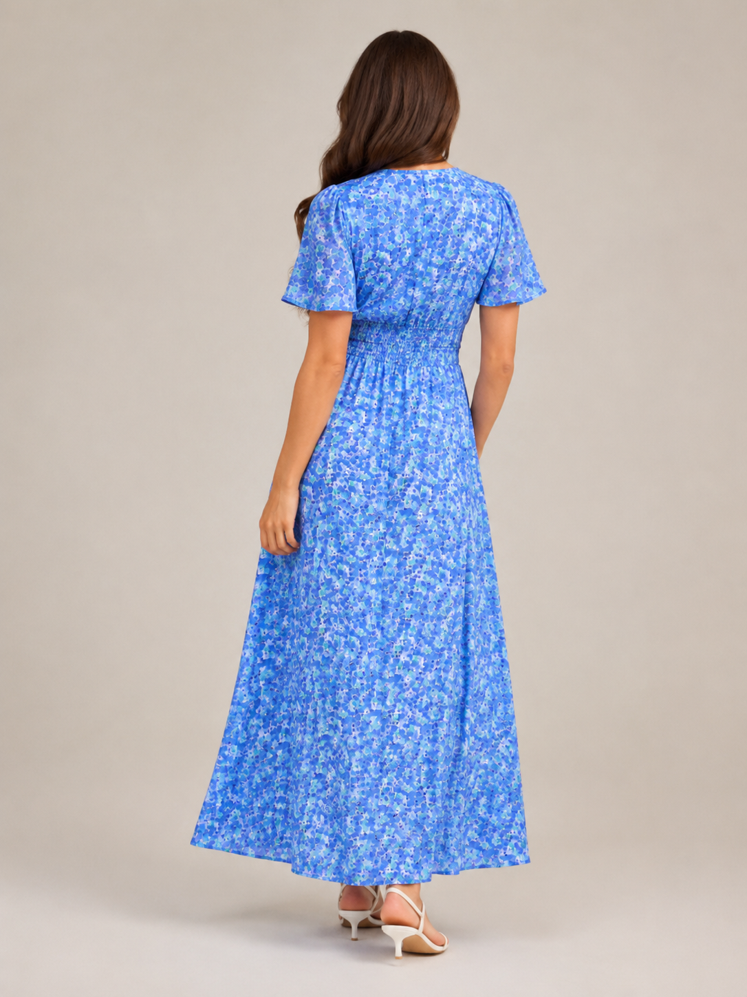 Marjolein - Maxi-jurk Met V-hals  Elastische Taille En Bloemenprint
